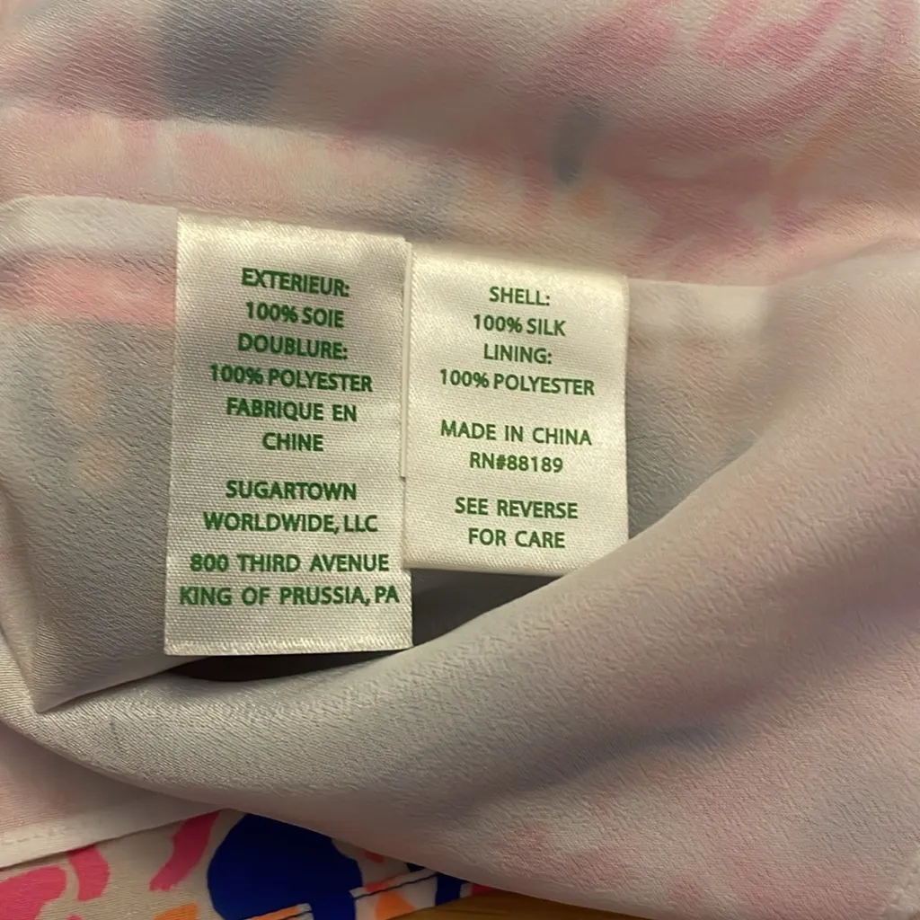 New Womens Lilly Pulitzer Blue & Pink Tropical Coral Print Silk Dress size Xs - Image 15