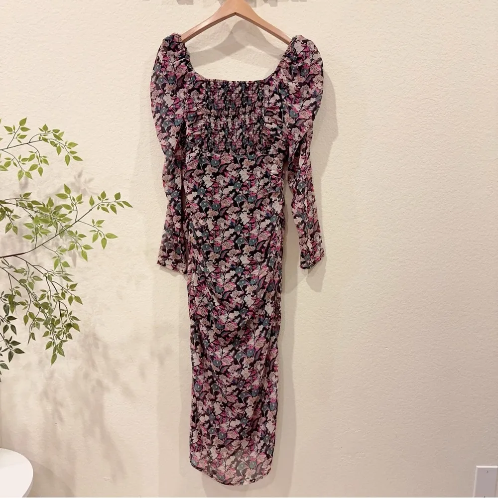 ASTR the Label Jamila Long Sleeve Midi Dress Teal Pink Multi Size Small NWT - Image 8