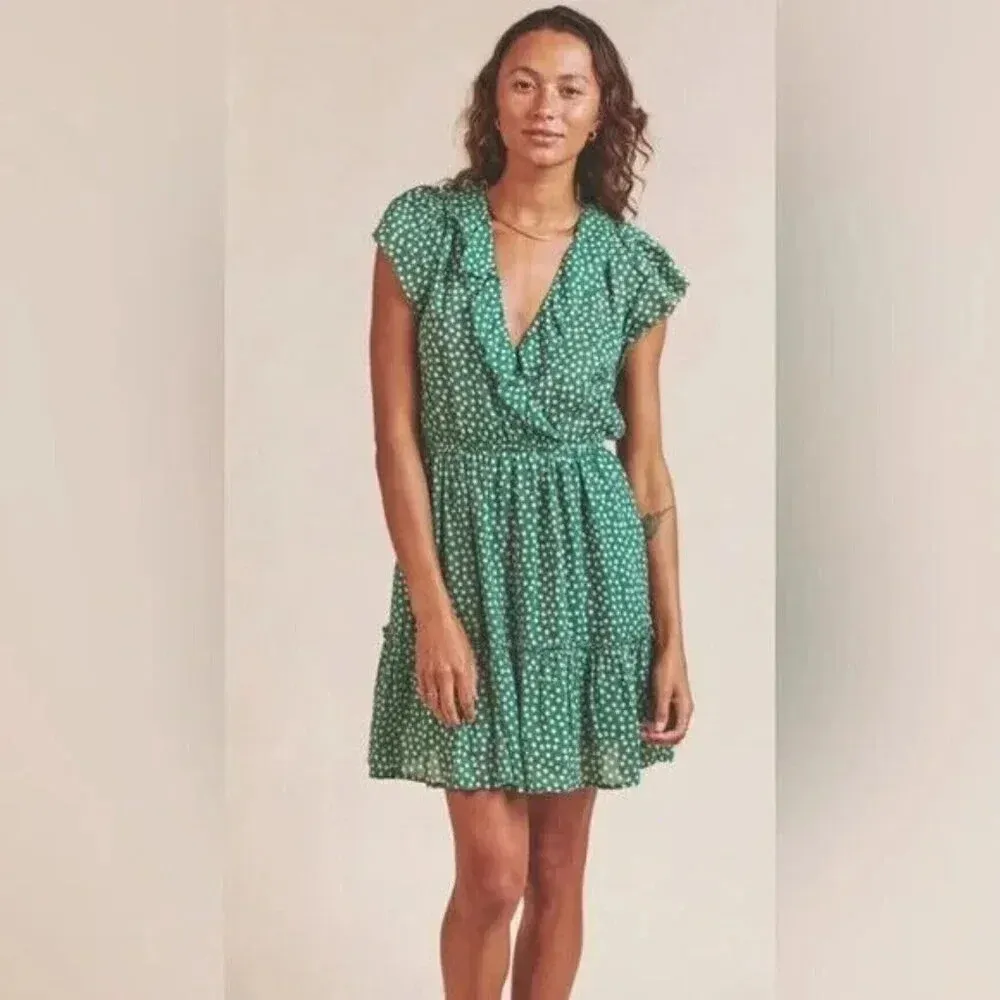 Trovata Birds of Paradis NWT Green Marcella Lawn Dot Dress Size‎ Large - Image 2