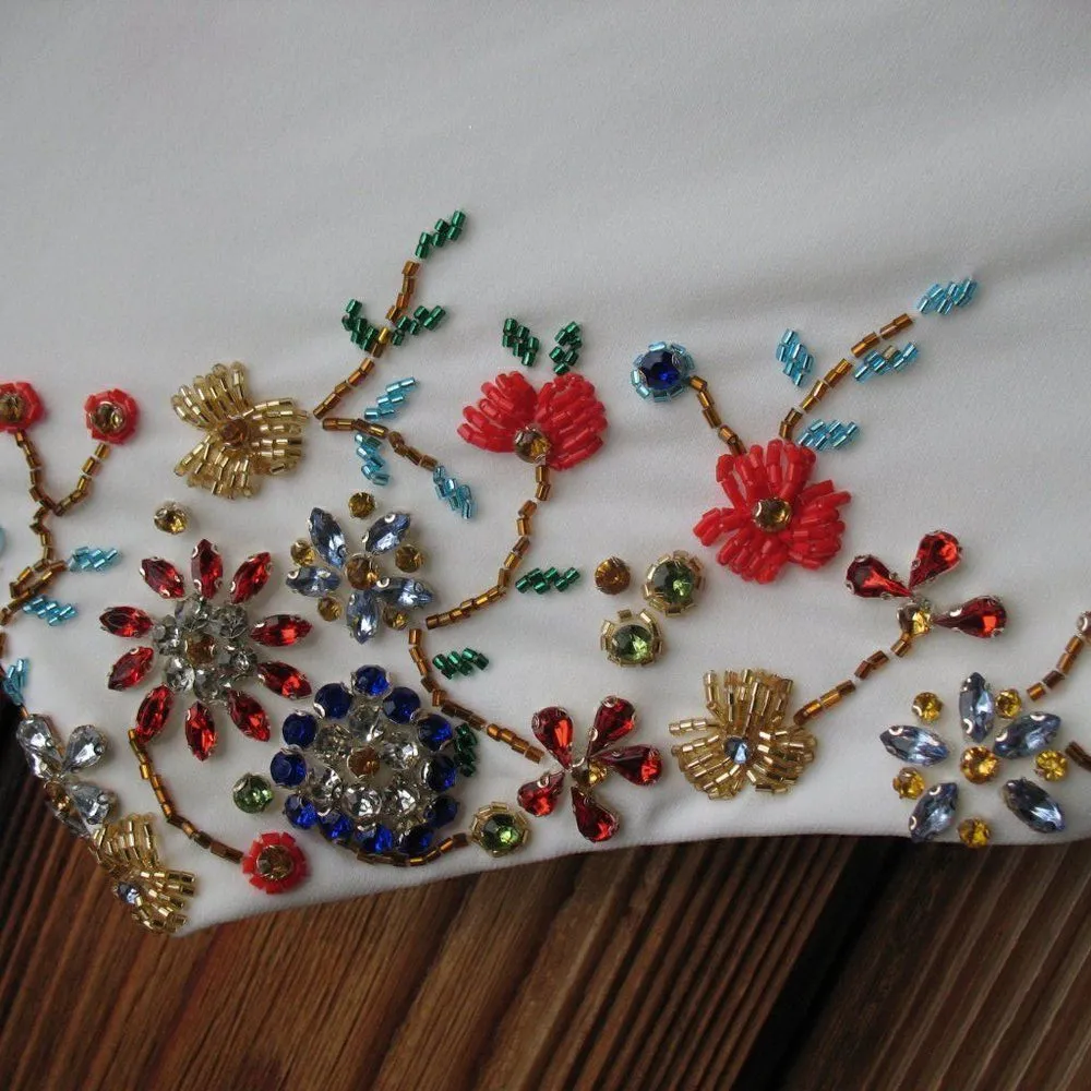 Mac Duggal 55709 Womens White Embellished Sleeve Jersey Wrap Gown - Image 13