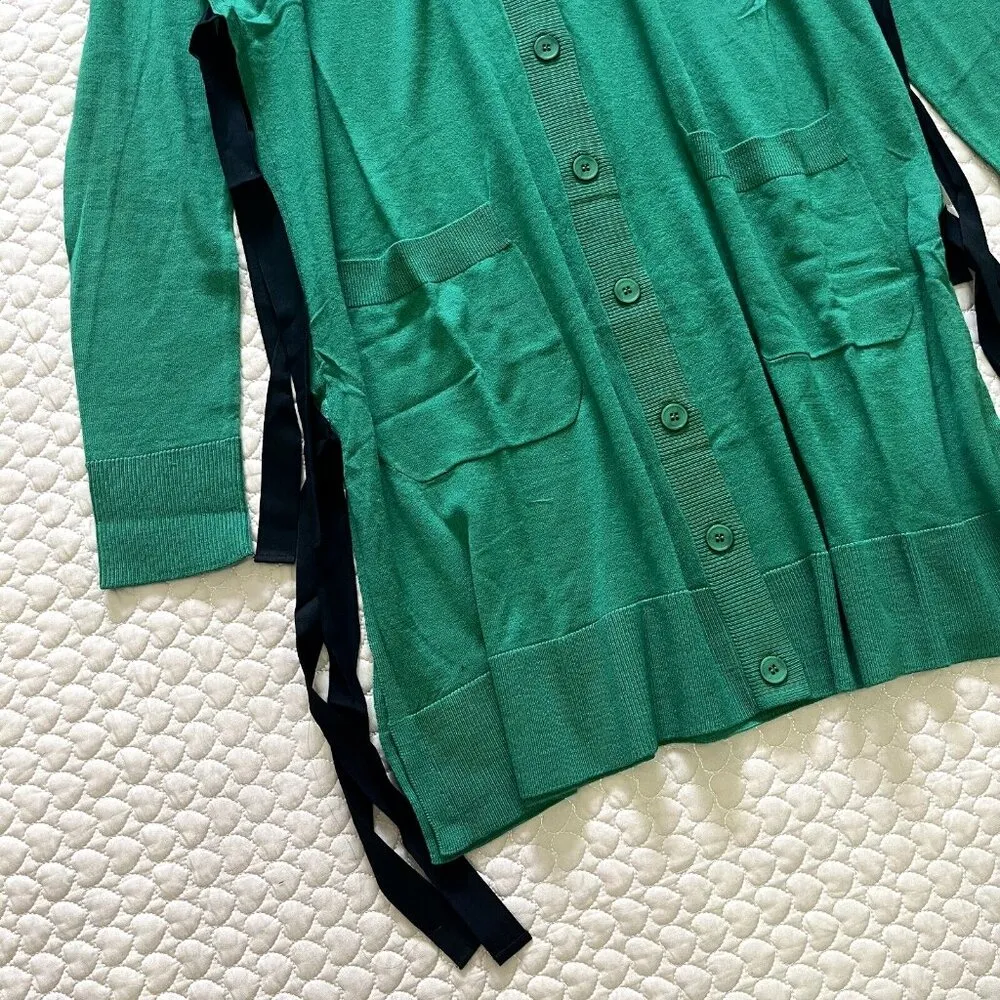 NWOT $650 Maison Margiela Women's Side Bow Wool Blend Cardigan Sweater Sz L MM6 Green Size L - Image 3