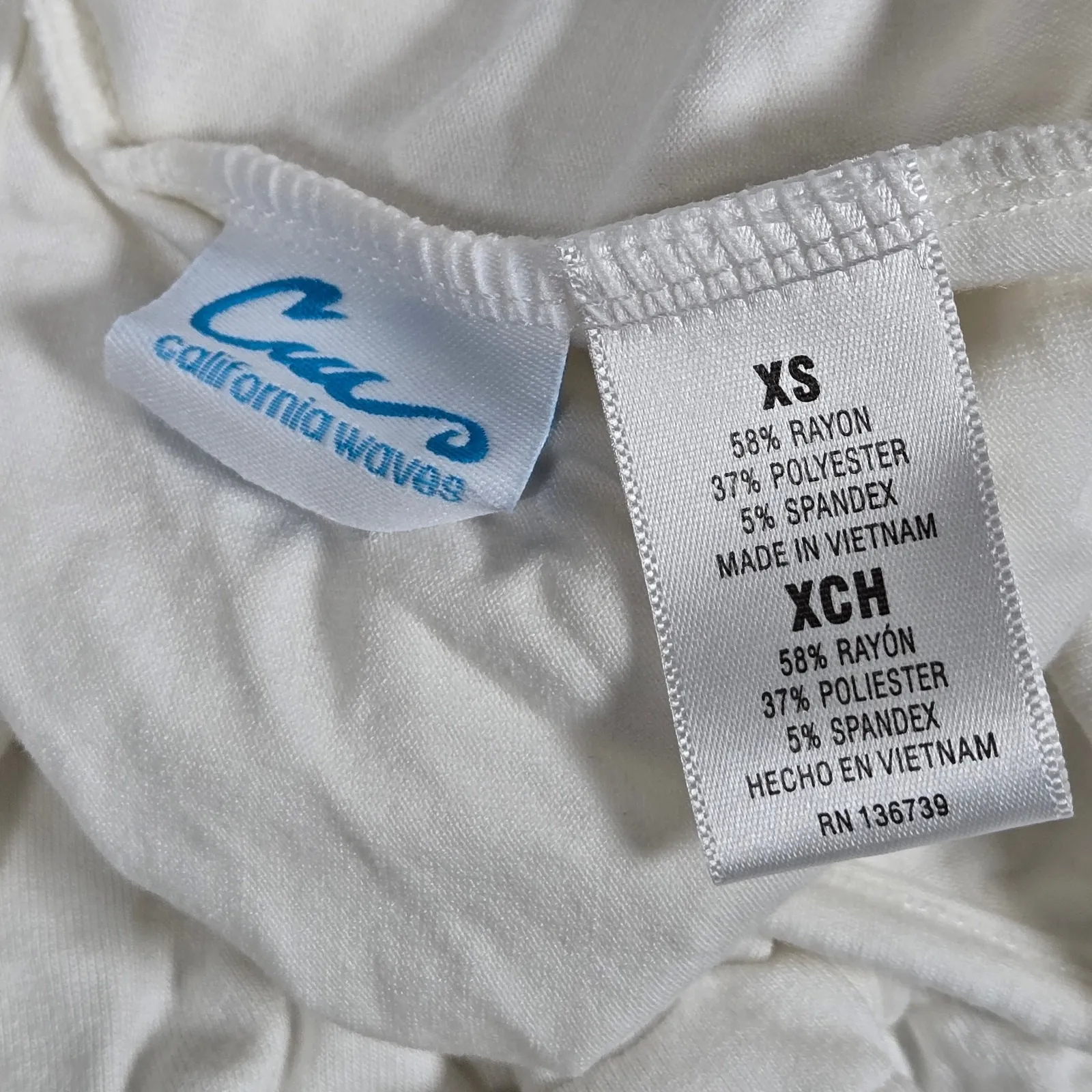 California Waves Romper Swimsuit Cover Up Drawstring‎ Waist Arctic White XS NWT - Image 5