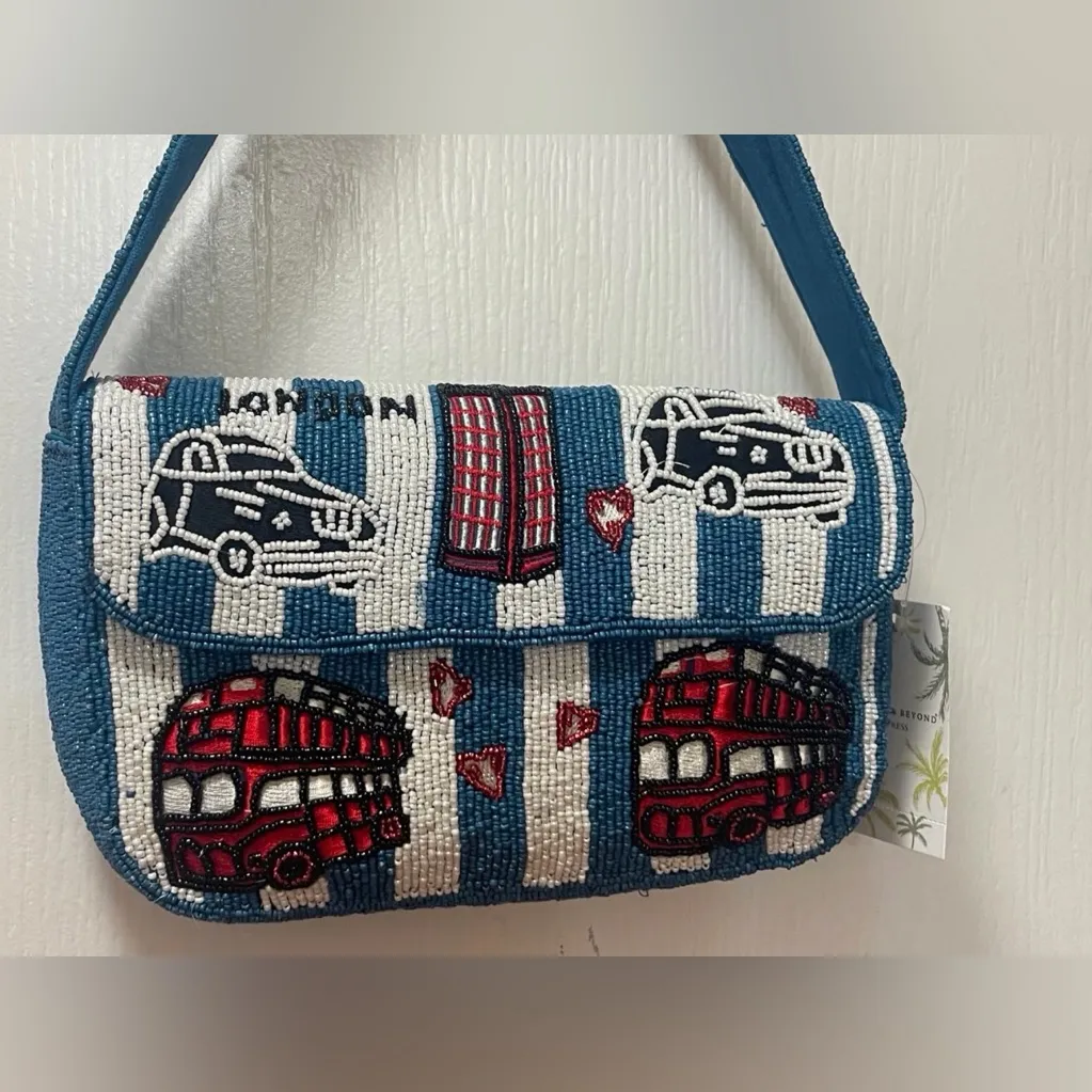 Vital and rare sold out London Striped Beaded Bag Blue - Image 2