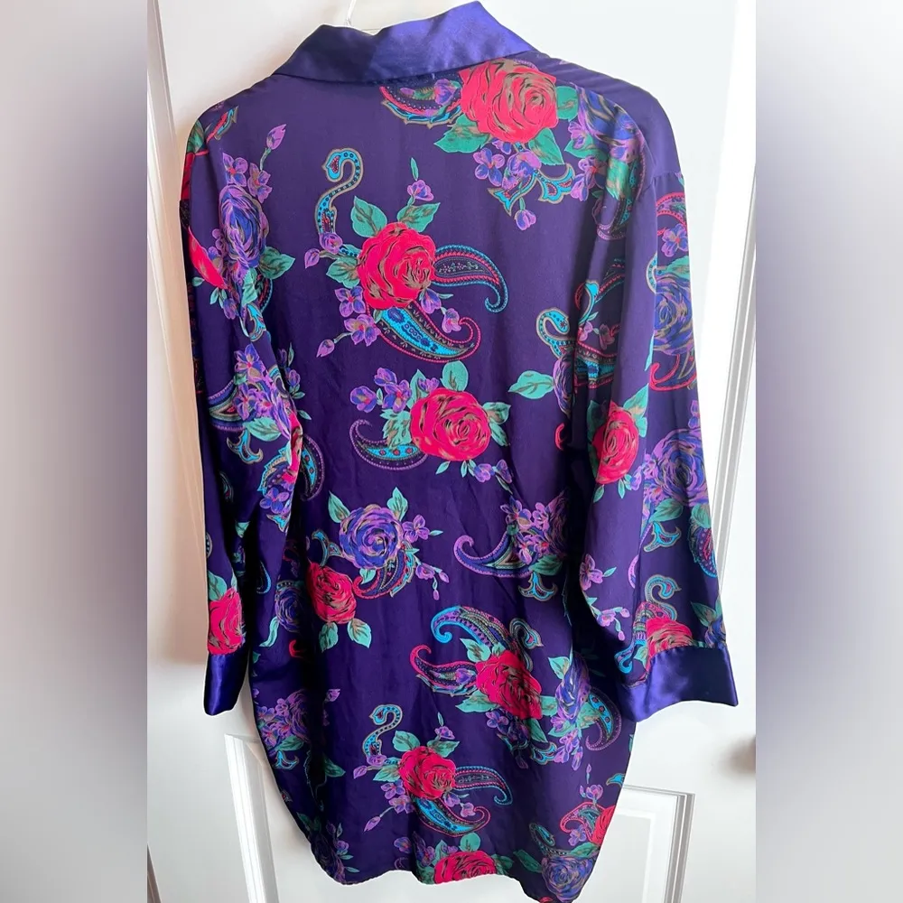 Vintage 80s/90s Victorias Secret Satin Lounge Jacket Medium - Image 4