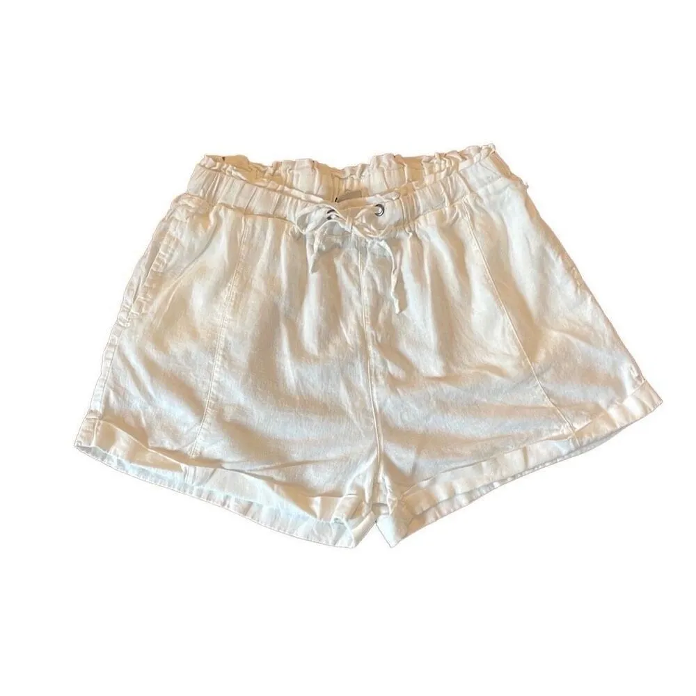 Hurley white linen blend drawstring shorts size small - Image 10