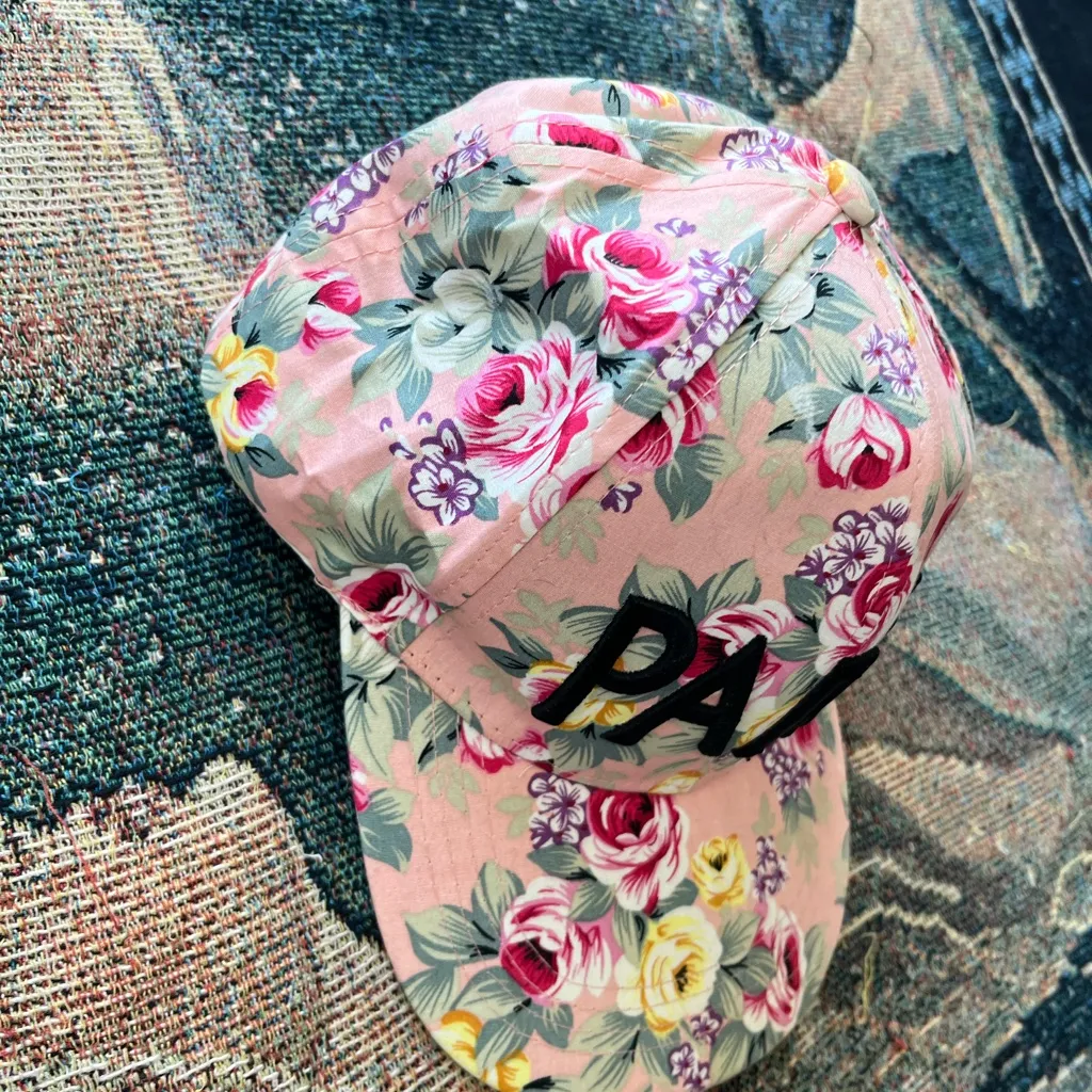 Paris Floral Baseball Cap Pink Cotton Adjustable Strapback Hat Vintage Y2K Women - Image 6