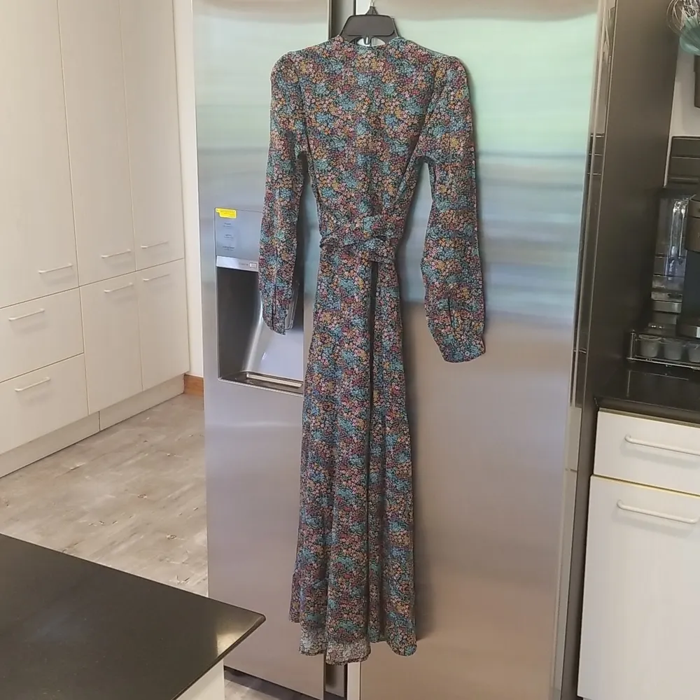 💕DOEN💕 Charleston Dress ~ Navy Lady Bird Floral Long Sleeve Cotton XS NWT - Image 10