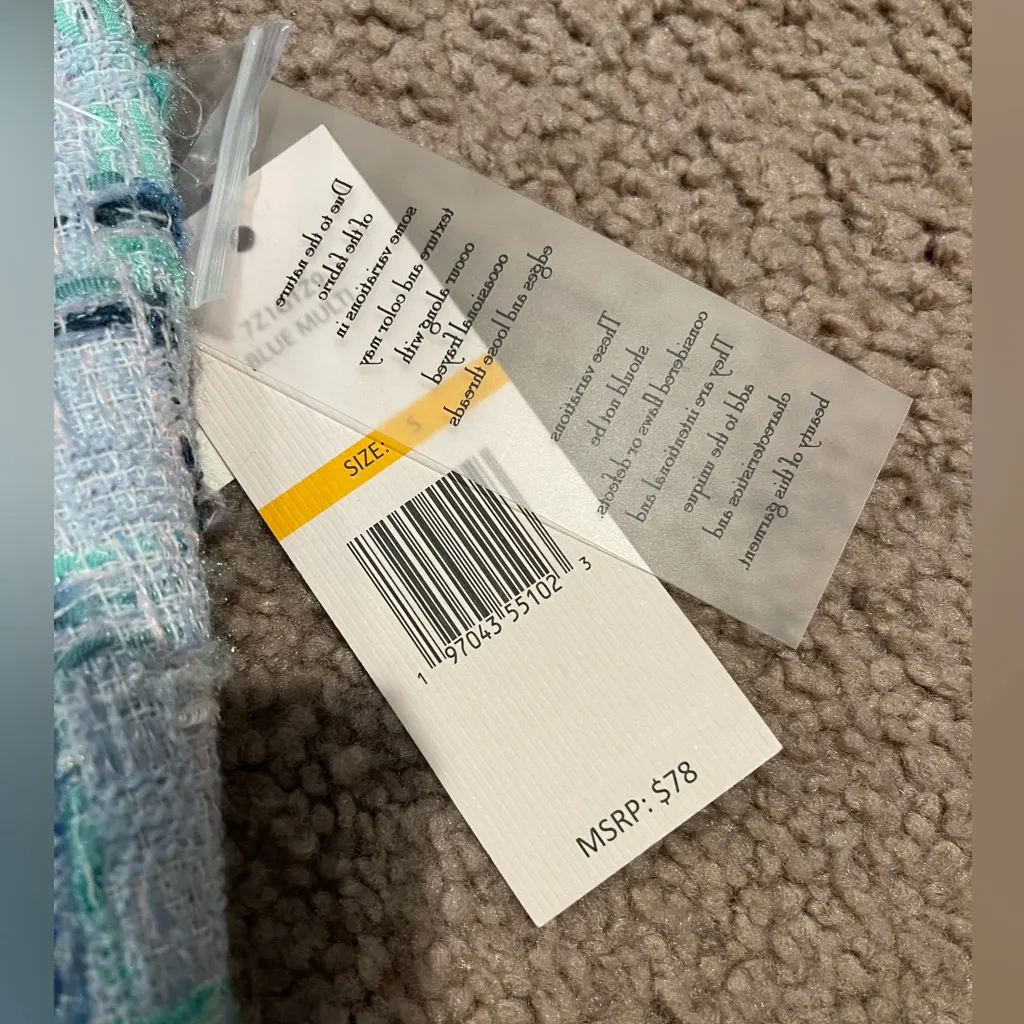 NANETTE LEPORE Blue/ Green Pearl Button Tweed Mini Skirt - Image 4