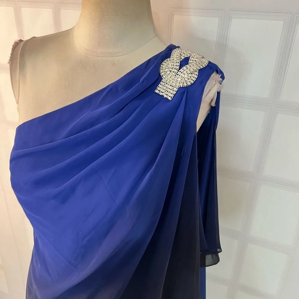 JS Boutique NWT Blue Ombre One Shoulder Lined Mini Cocktail Dress Size 6 - Image 2