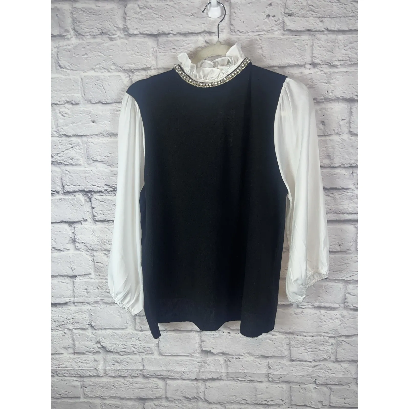 Cable & Gage Bridgerton Pearl & Rhinestone Embellished Sweater Size XL READ - Image 11