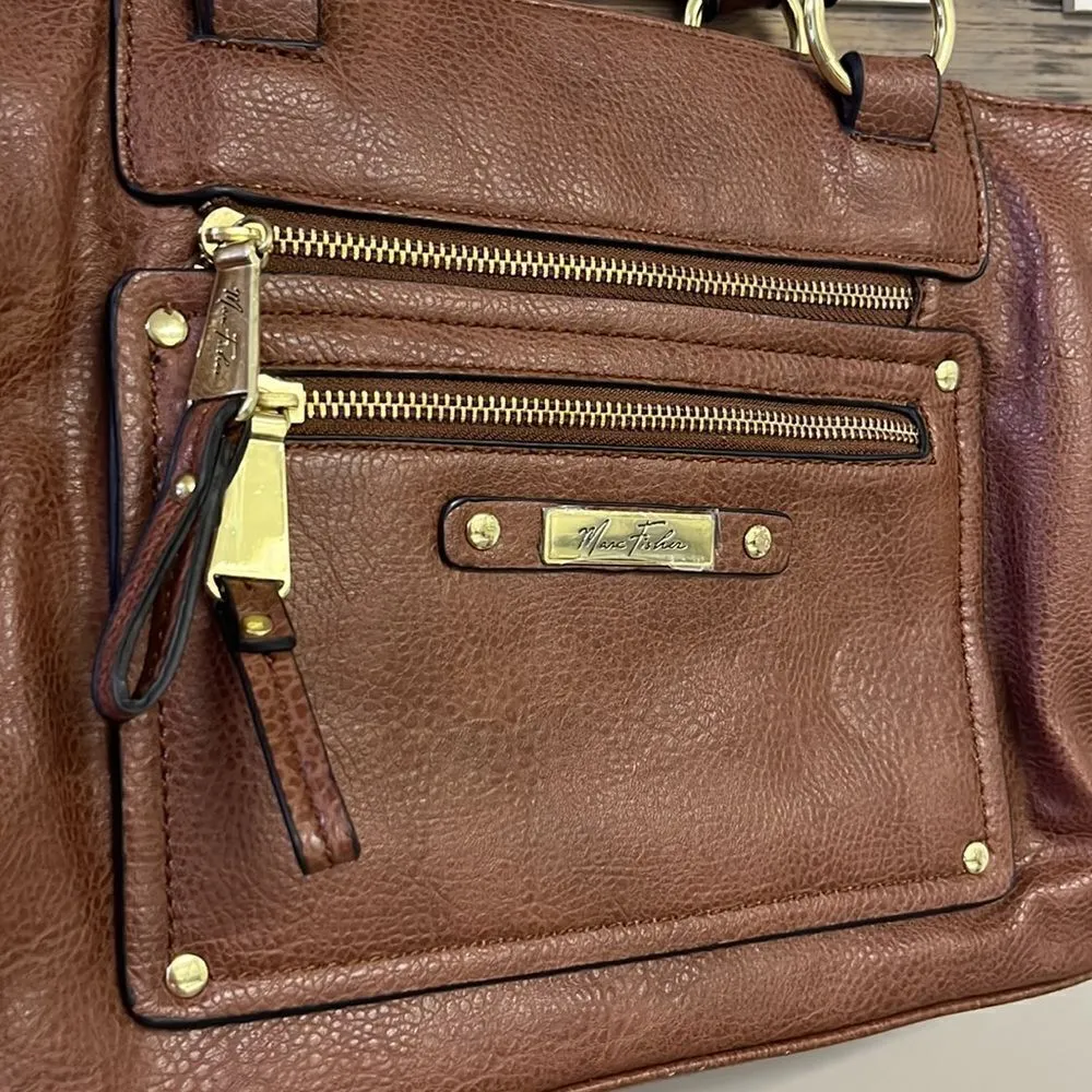 Marc Fisher  Brown Zip Code Buckle Saddle Handbag - Image 4