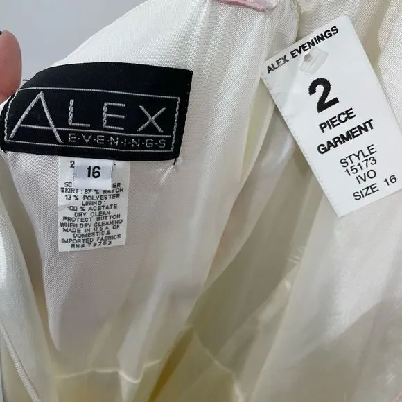 NWT‎ Alex Evenings Women's 2 Piece Dress with Blazer Jacket Floral Ivory Size 16 - Image 6