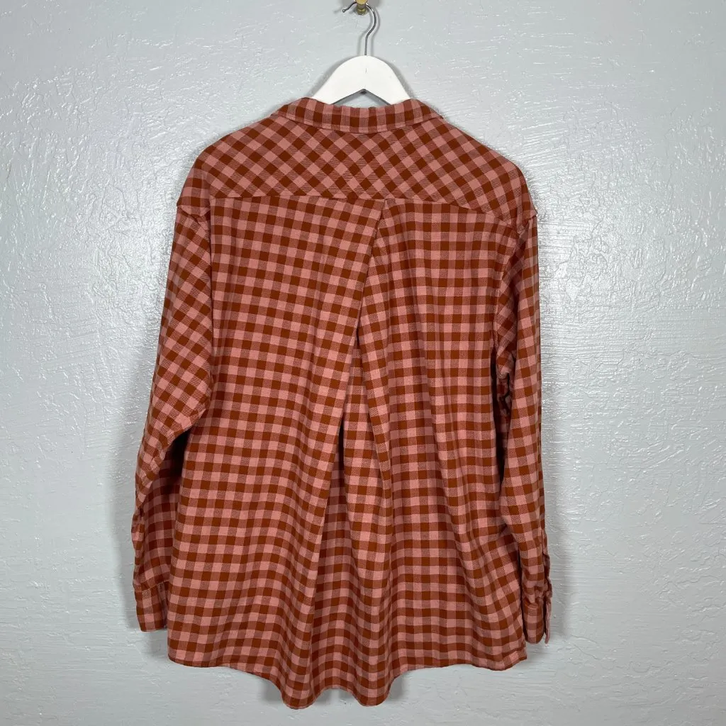 Patagonia Women XL Pink Gingham Plaid Driving Song Flannel Shirt Organic Cotton - Image 4