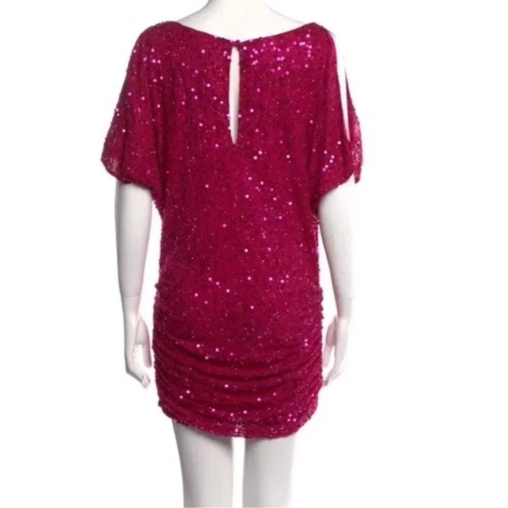 Aidan Mattox Pink Sequin Ruched Cocktail Dress - Image 2