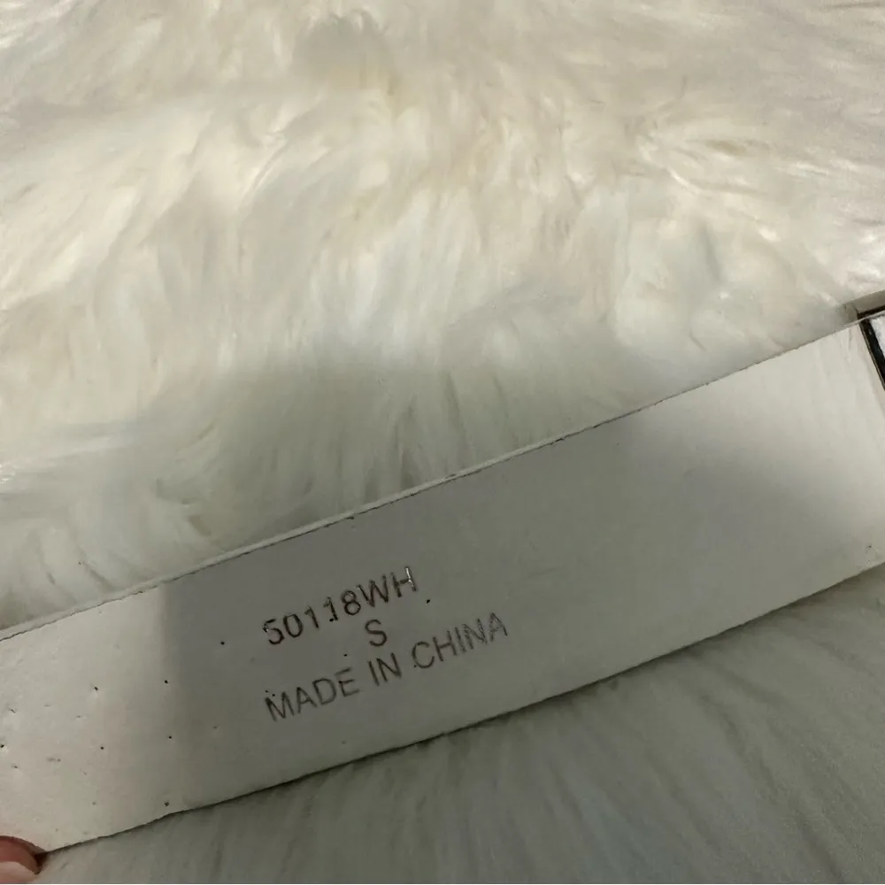 White Chunky Bedazzled Western Style Belt Small - Image 5