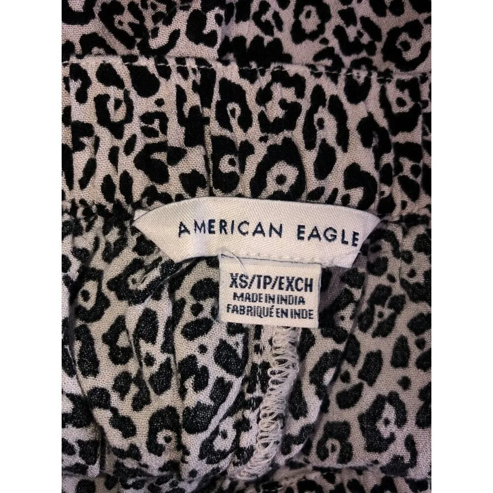 American Eagle Leopard Print Skirt Size XS Cheetah Mini Ruffled Black White Mini - Image 2