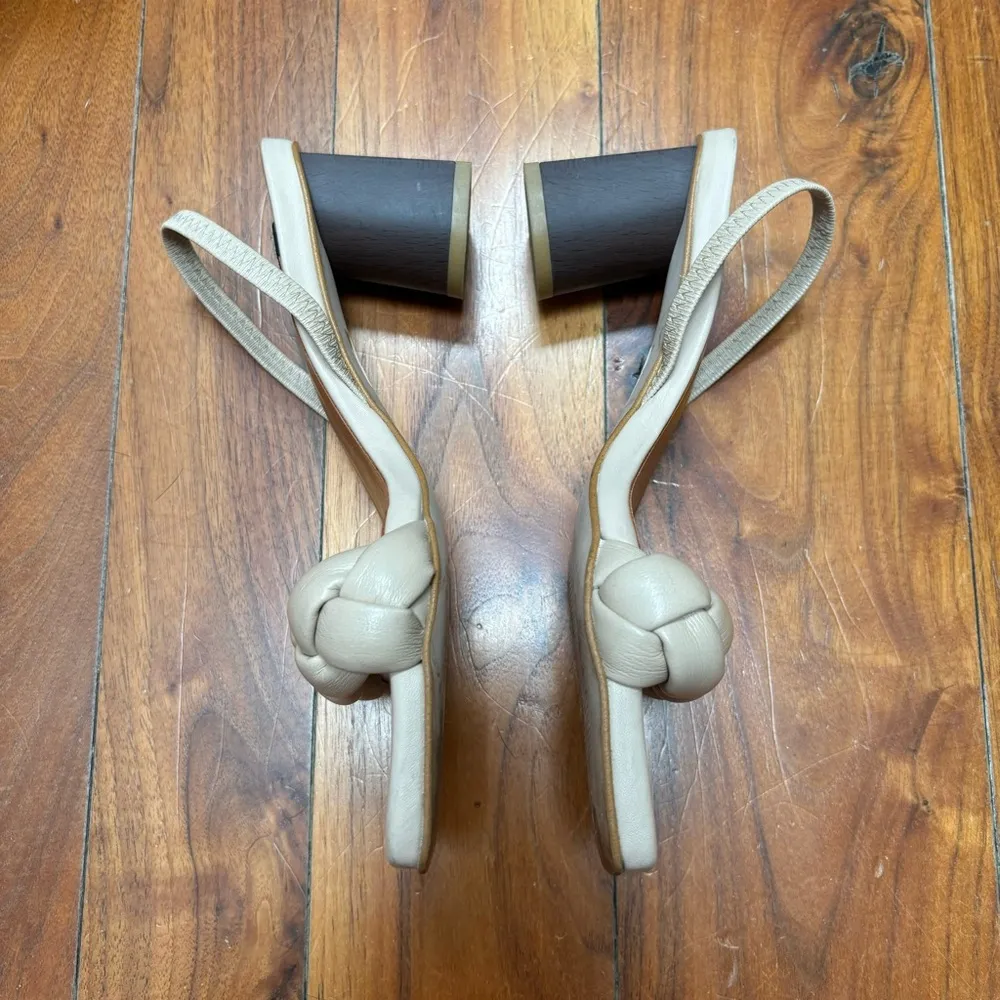 Anthropologie Angel Alarcon Puffy Braid Heeled Slingback Sandals in Beige 6.5 - Image 5