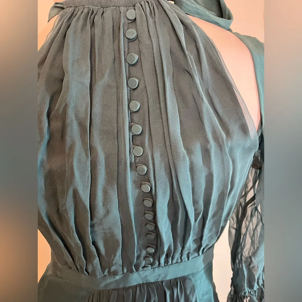 Cinq A Sept Elsa Dress in Everglade Cold Shoulder Ruffle Women’s Size 6 Green - Image 10