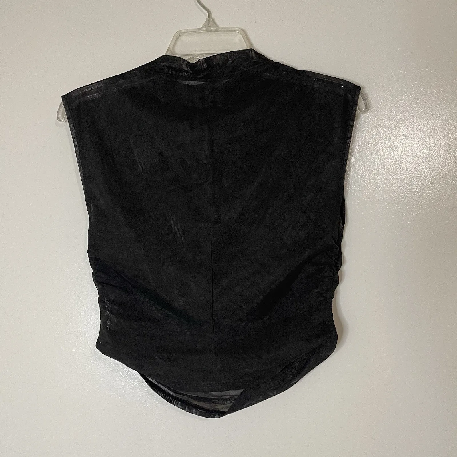 REFORMATION Lindy sheer mesh high neck sleeveless cinched black top size Small - Image 4
