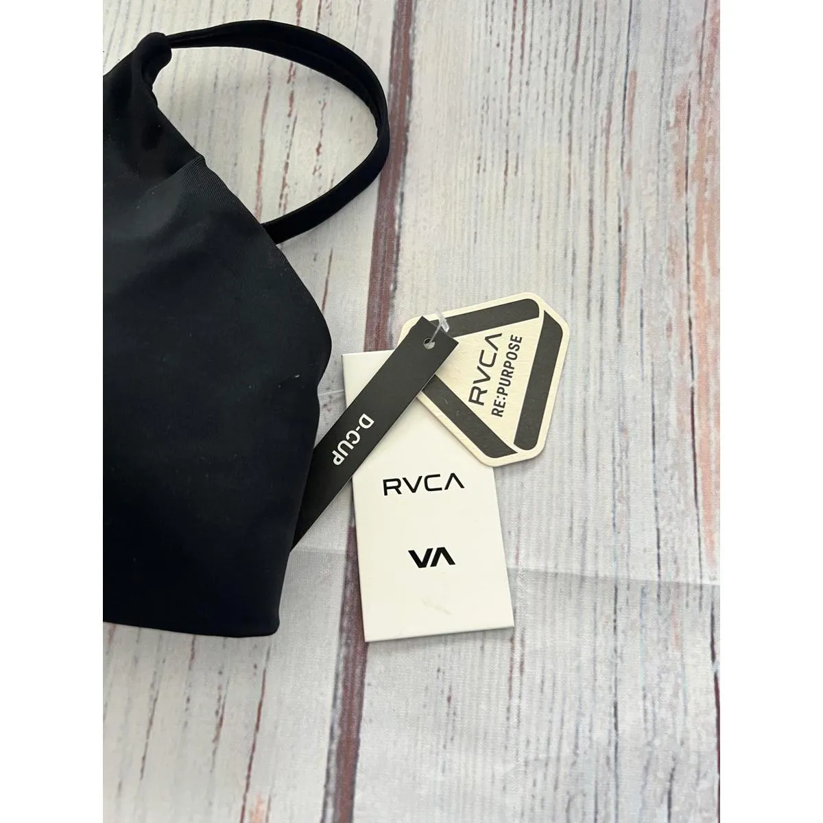 RVCA Solid Crossback D Cup Bikini Top - Black - Image 2