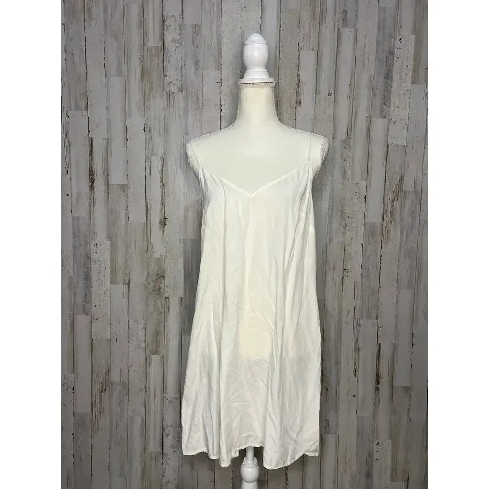 Anthropologie Women's Medium White Slip Dress Sleeveless‎ Adjustable Straps - Image 2