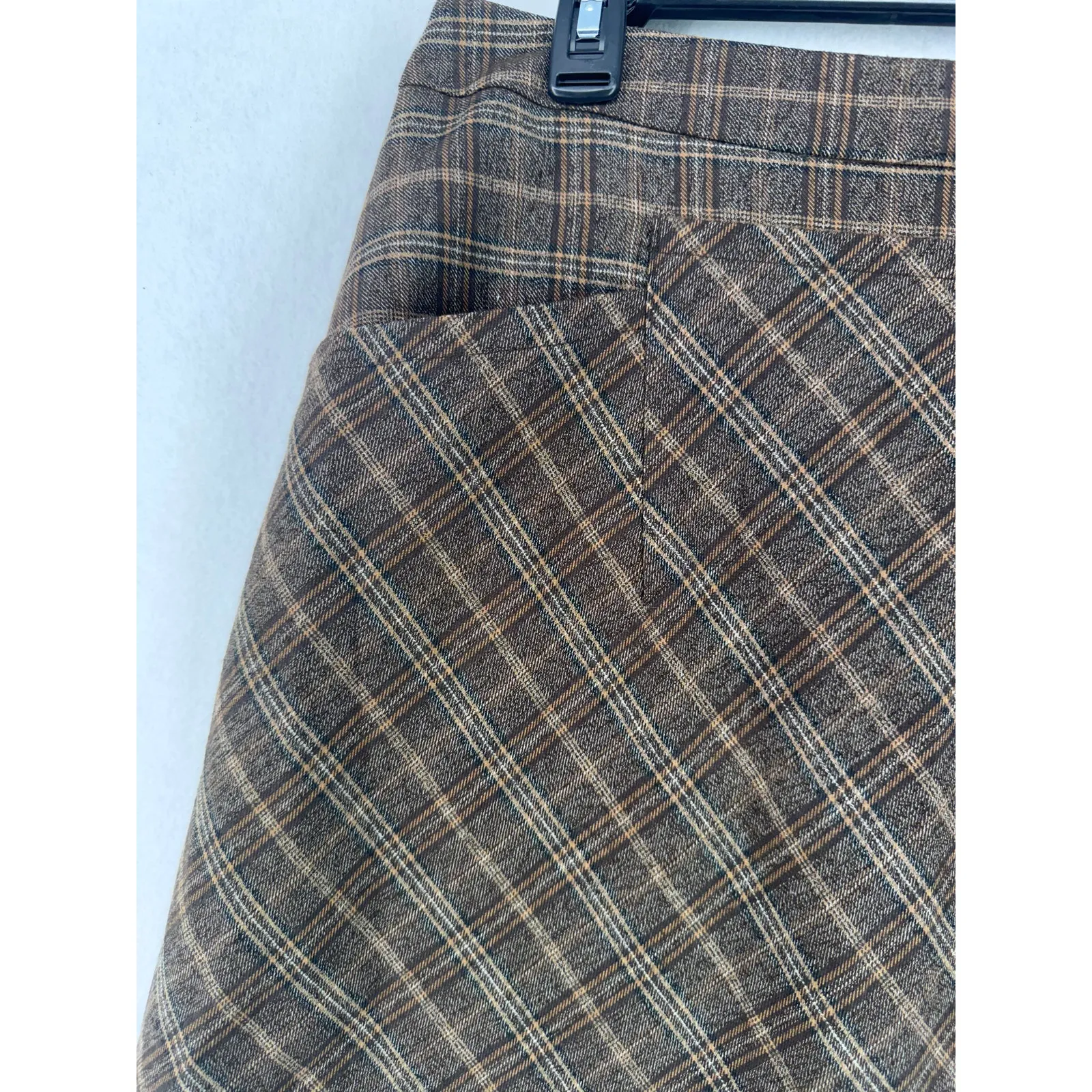 Nine West Plaid A-Line Skirt Brown Check Wool Blend Preppy Office Wear sz 10 - Image 3