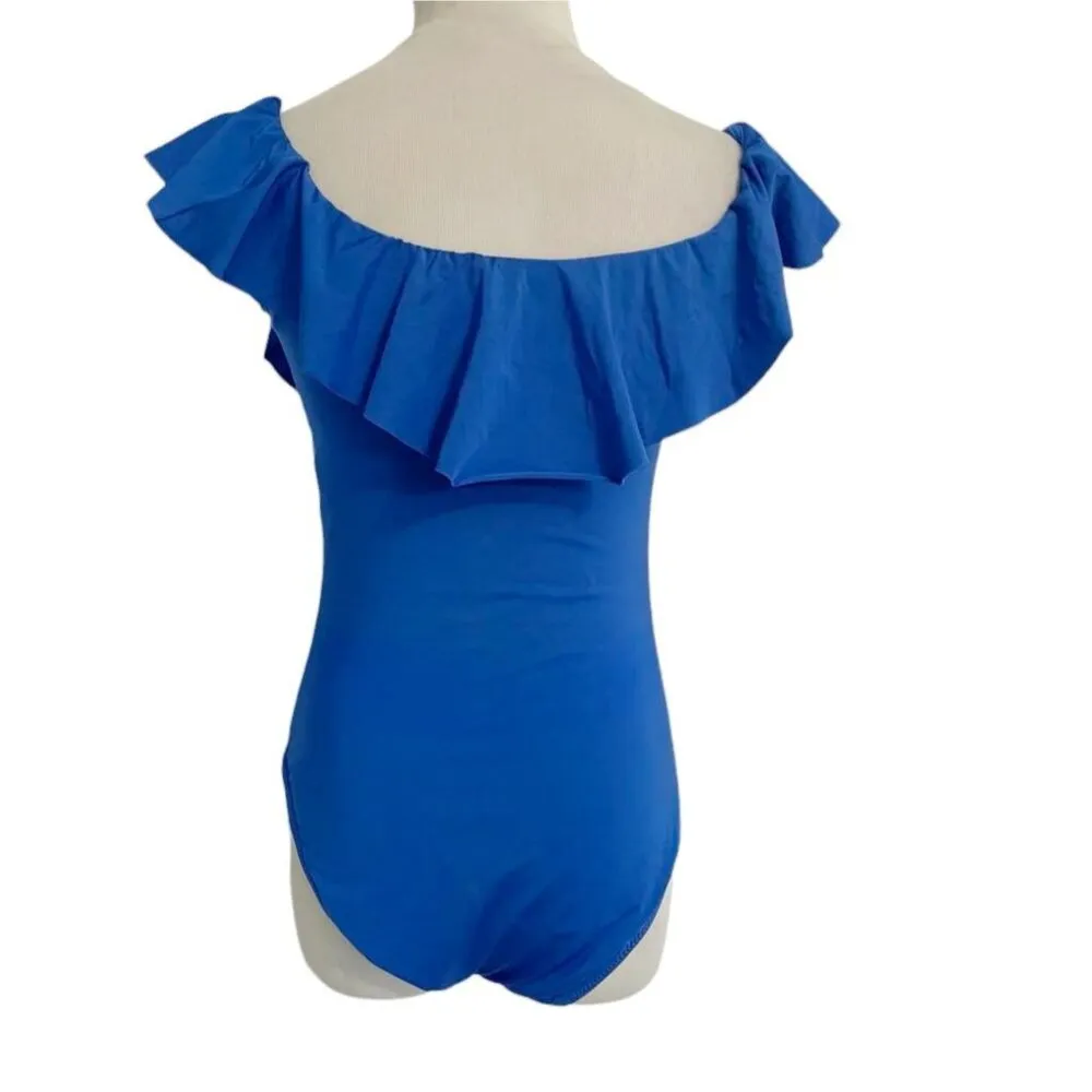 Trina Turk Size 10  Bathing Suit Swimwear One Piece Off The Shoulder Ruffle - Image 3