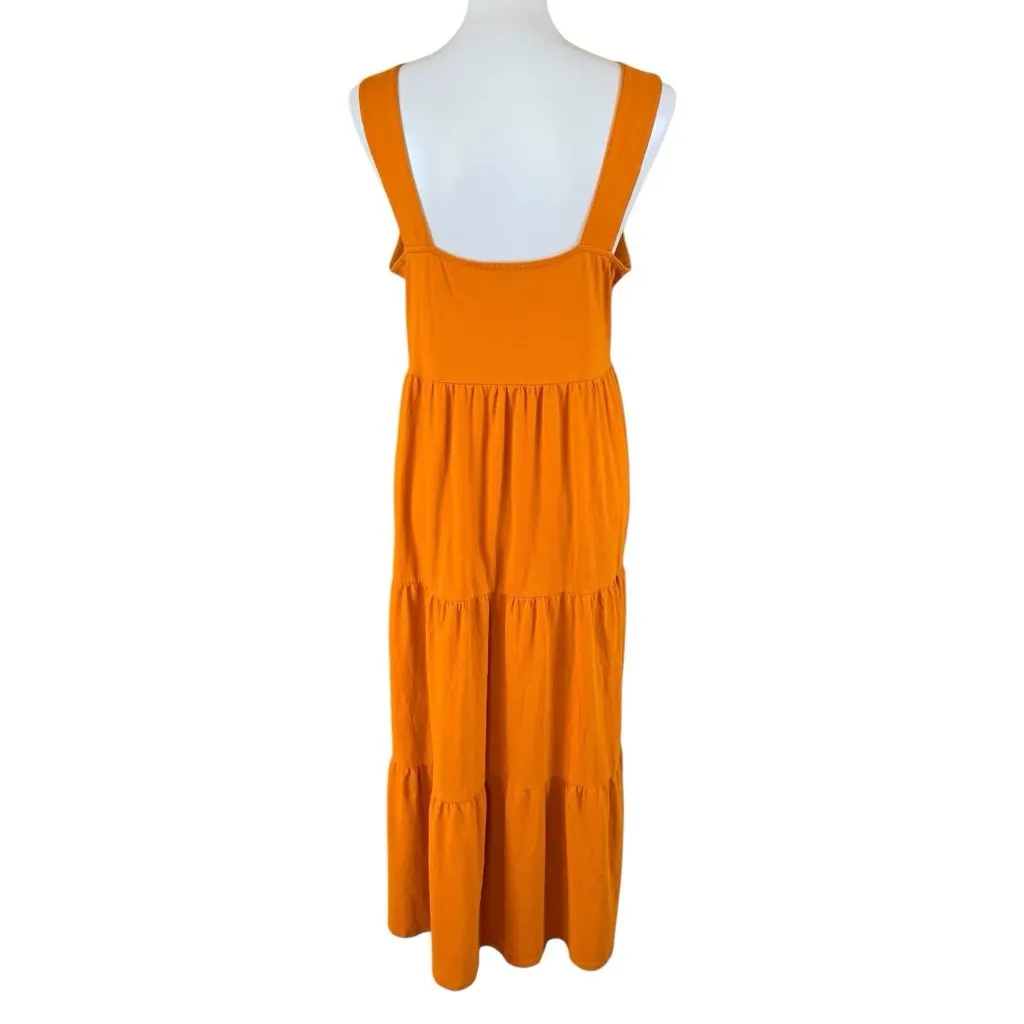 J Crew M Orange Sleeveless Tiered Maxi Dress Summer Boho Casual Sundress Size undefined - Image 3