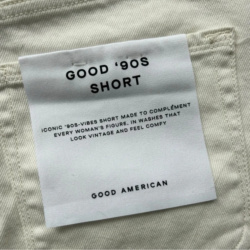 Good American Good ’90s Short Exposed Pocket Bags Distressed Denim White NEW - Image 6