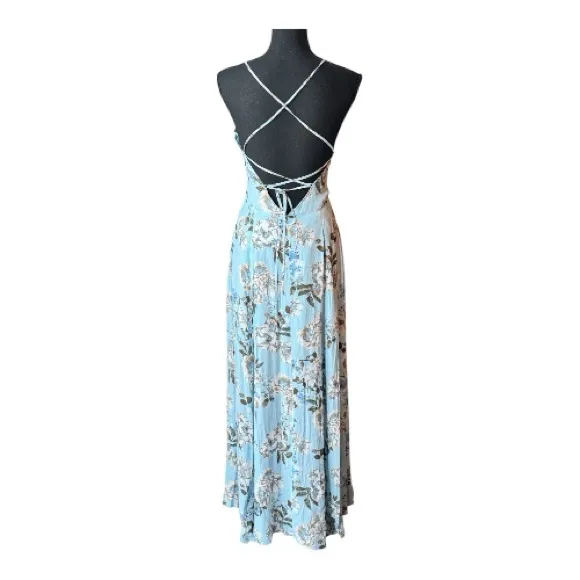 Leith Light Blue cross back Floral Maxi Dress S - Image 3