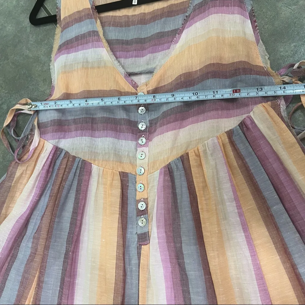 Free People Nora Jumpsuit Sz Small Wide Leg Cotton Linen Pockets Boho Hippie EUC - Image 12