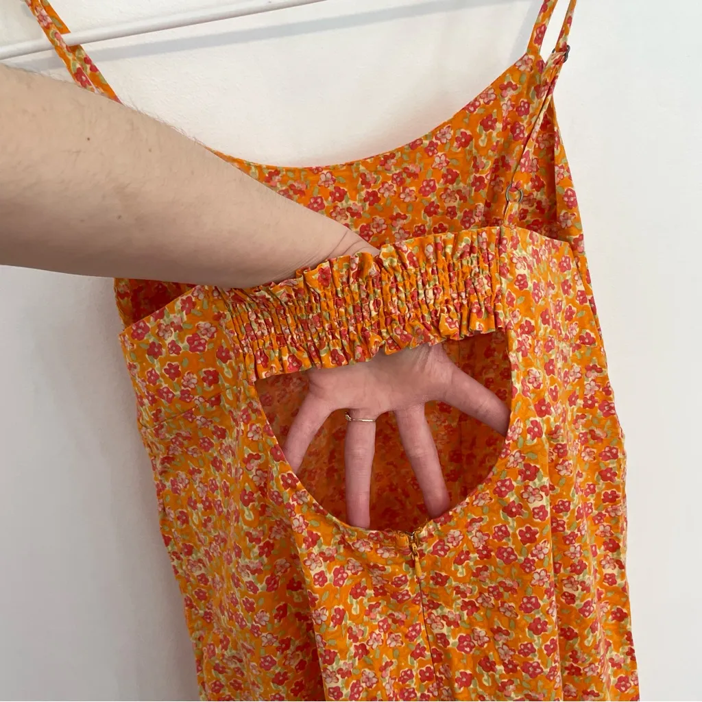 WILD FABLE Sleeveless Woven Bodycon Dress Orange Red Floral Mini Y2K 90s ALTERED - Image 16