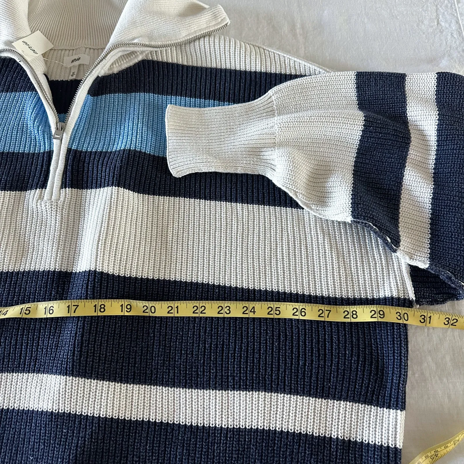 Aerie Oversized Striped Pullover Quarter Zip Sweater - Image 4