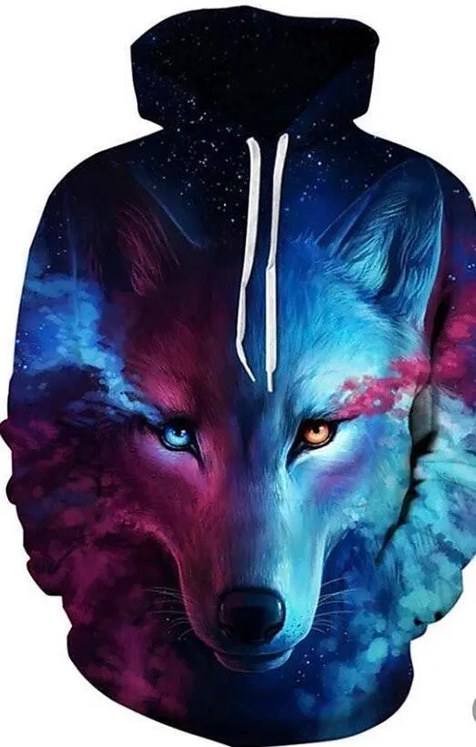 Red And Blue Fox Hoodie Size L - Image 2