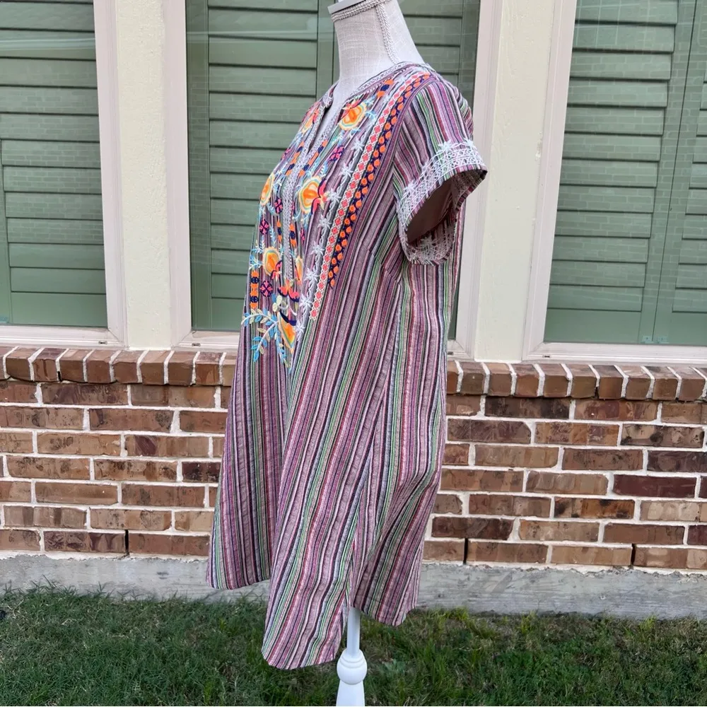 Savanna Jane multicolor stripe embroidered floral print dress - Image 6