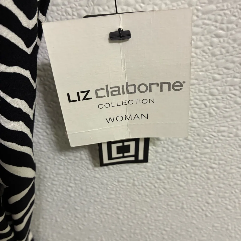 Liz Claiborne Woman Black and White Zebra Print faux wrapped dress size 1X - Image 6