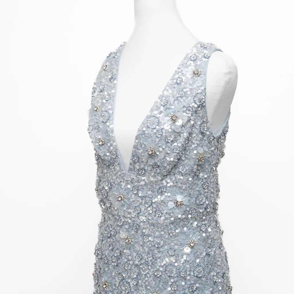 Aidan Mattox - Retro Floral Beaded Cocktail Sheath Dress - Image 14