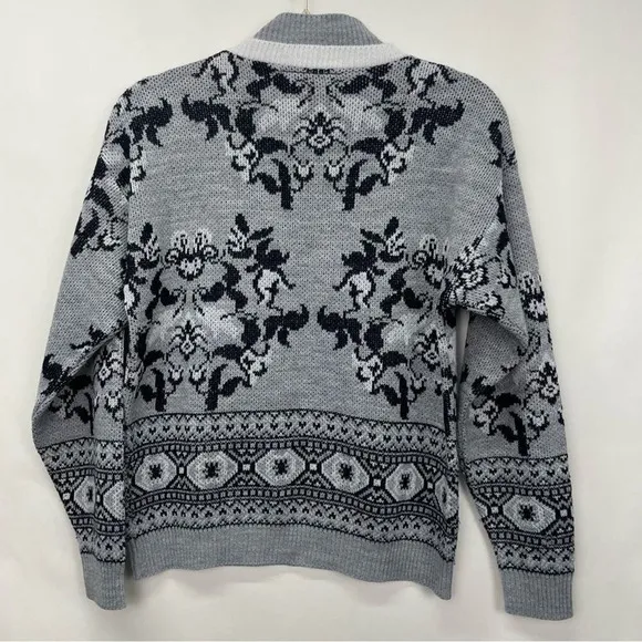 Vintage Diane Von Furstenberg‎ Ski Sweater Double Mock Neck Knit Floral Cabin - Image 12