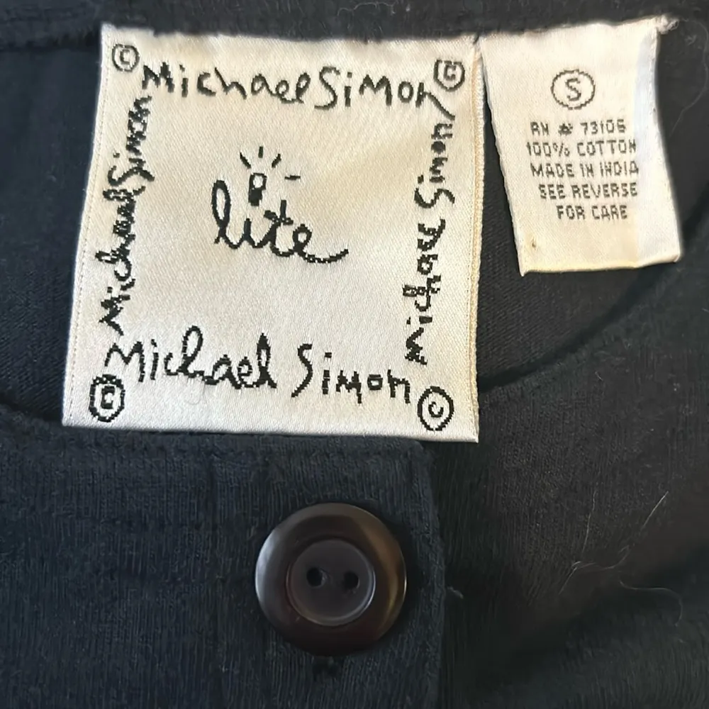 Vintage Michaell Simon lite vintage embroidered butterfly cardigan Cotton small Black - Image 5