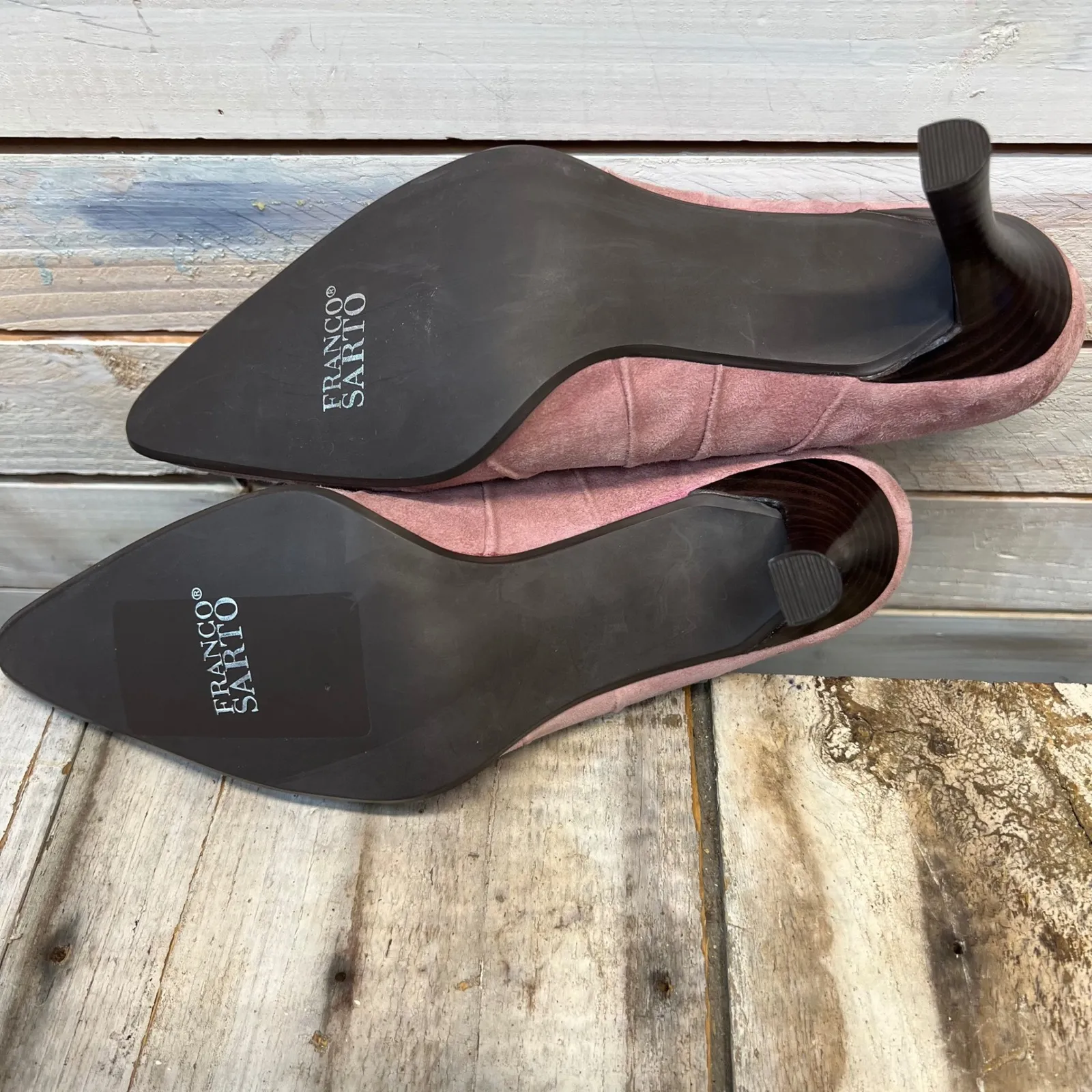 Vintage Franco Sarto Mauve Suede Pointed Toe Pumps Classic Retro Heels 8 - Image 10