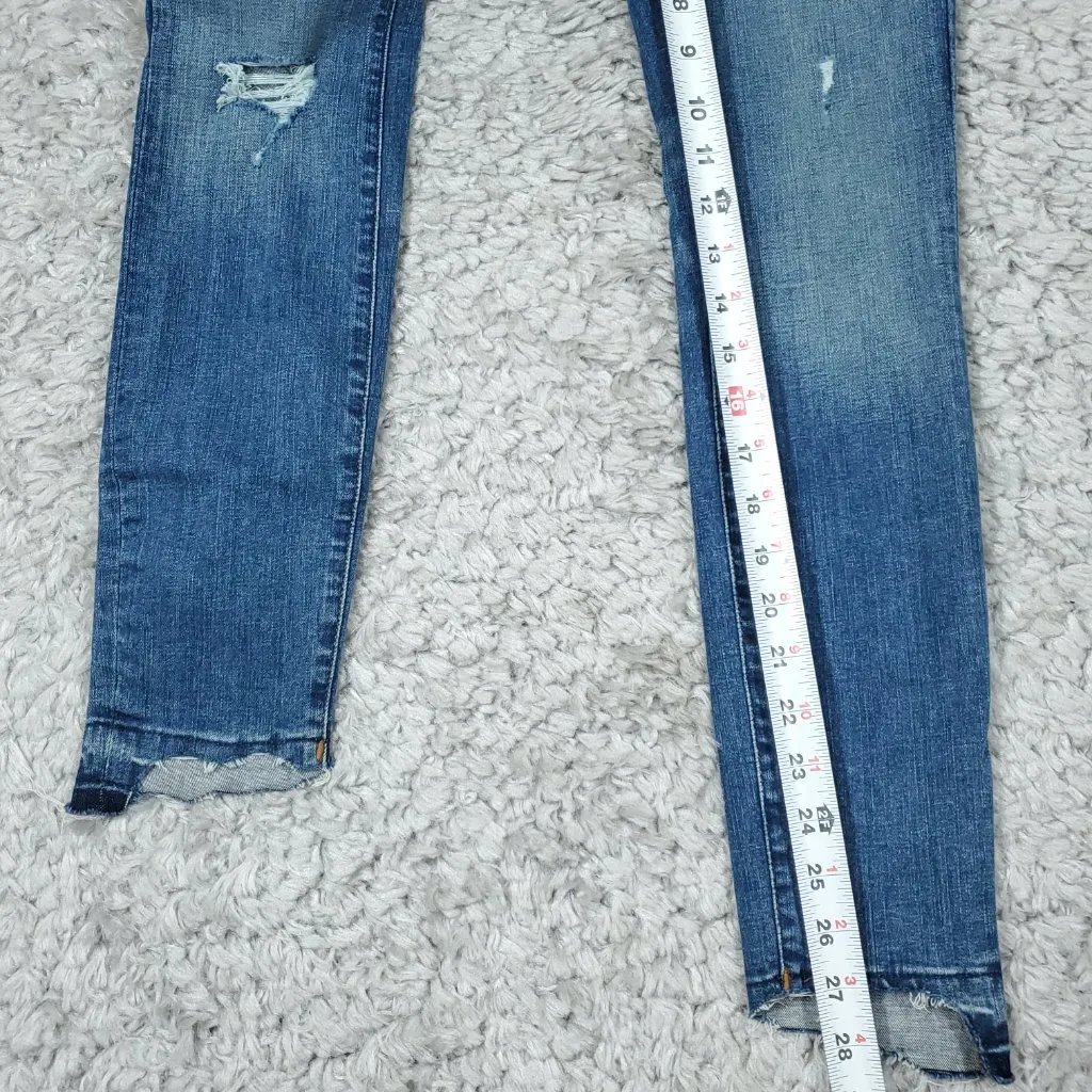 READ Madewell Maternity Side-Panel Skinny Jeans Size 24 Blue Adjustable Edition - Image 8