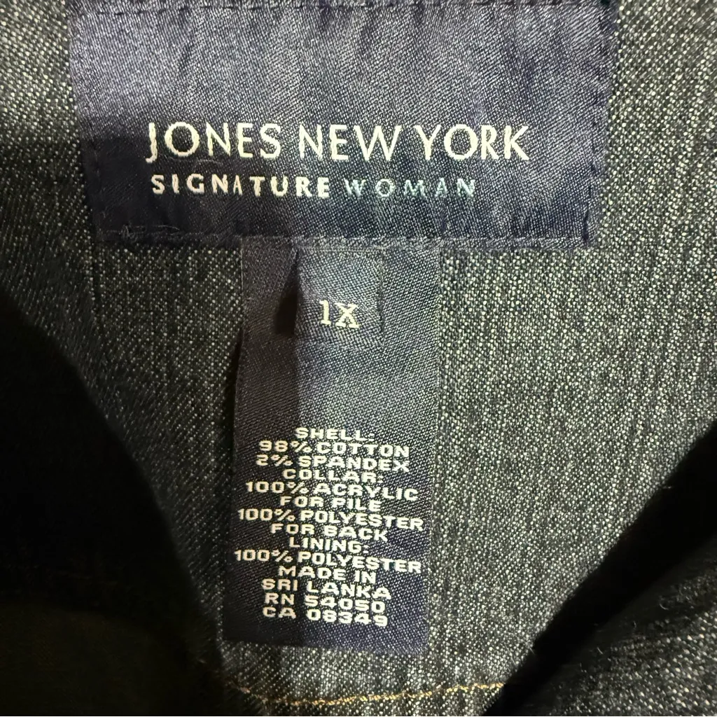 Jones NY Signature Women Dark Blue Jean Jacket Size 1X - Image 8