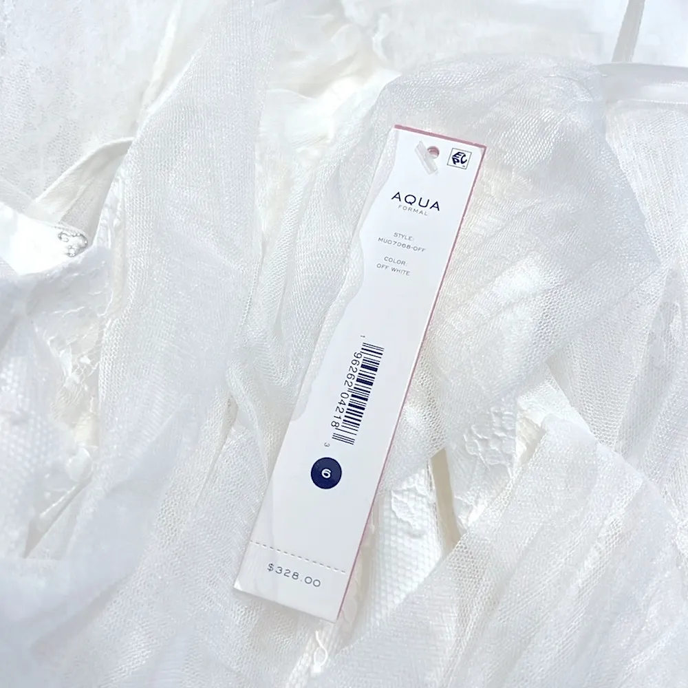 AQUA Lace Mid Calf Fit & Flare Dress, White Size 6 New w/Tag Retail $328 - Image 2