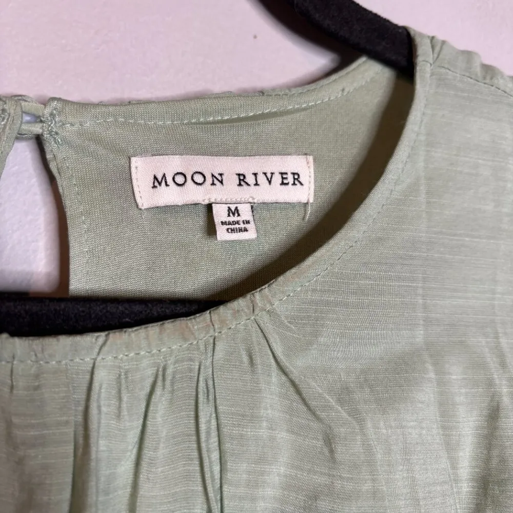 Moon River sage green puff sleeve midi dress - Image 3