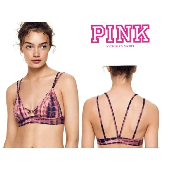 PINK Victoria's Secret Bonded Triangle Tie Dye Pull on Bralette Pull on Size XL - Image 2