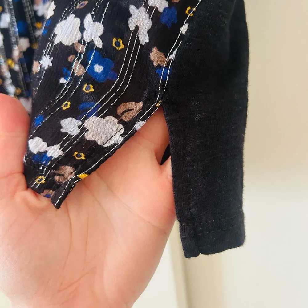 Gerard Darel Paris Shimmer Striped Floral Long Sleeve Top Women's Size 2 Luxury - Image 5