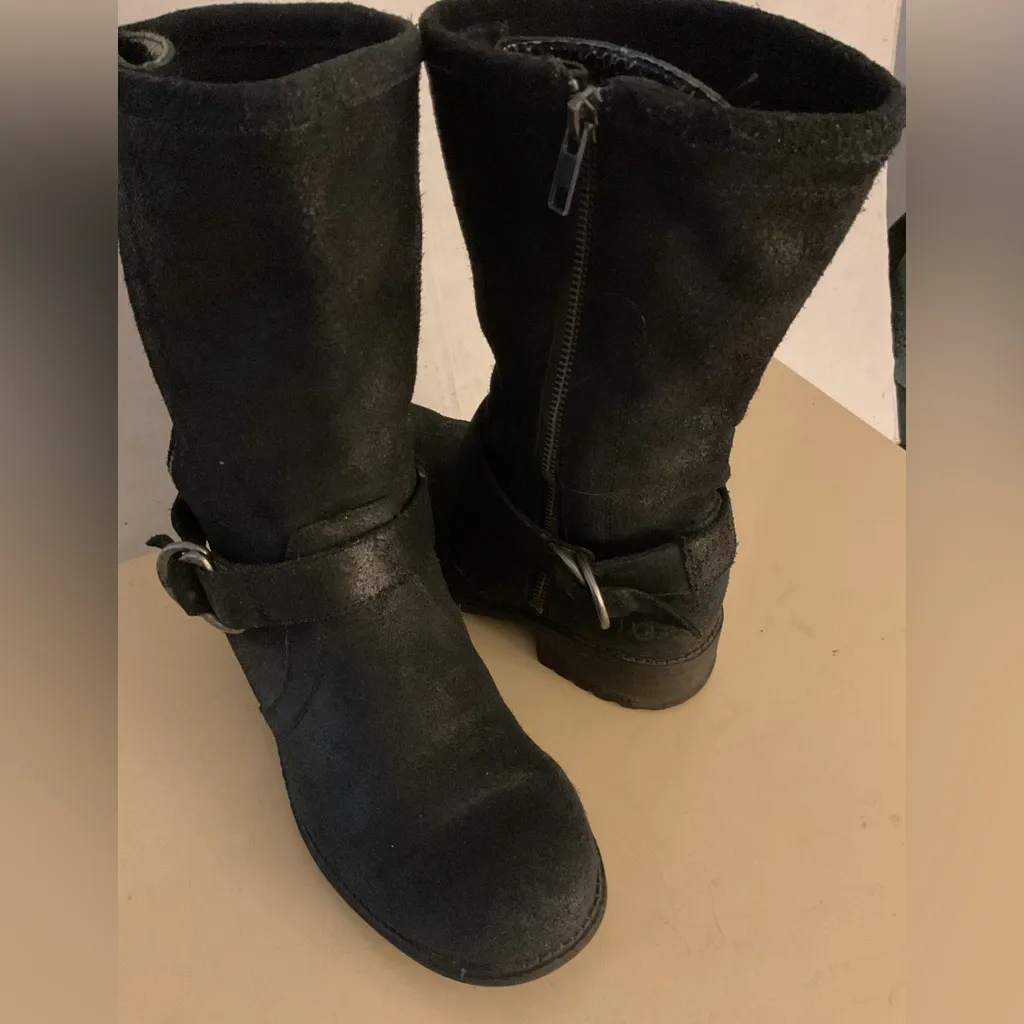 Ugg women black suede biker Silva moto Boots size 6.5 - Image 6
