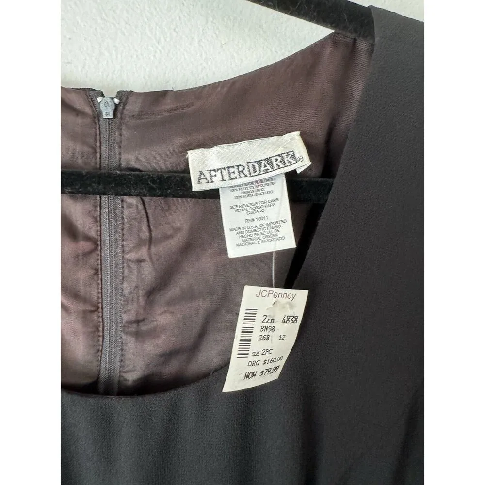 NWT After Dark Black Rhinestone Empire Waist Vintage Formal Long Dress Size 14 - Image 5