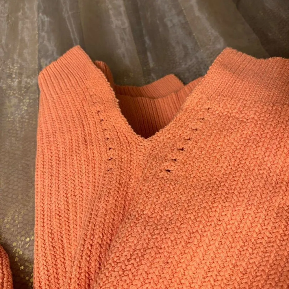 Free People Peach Orange Nightingale Chunky Long Cardigan Sweater Small NWOT - Image 5