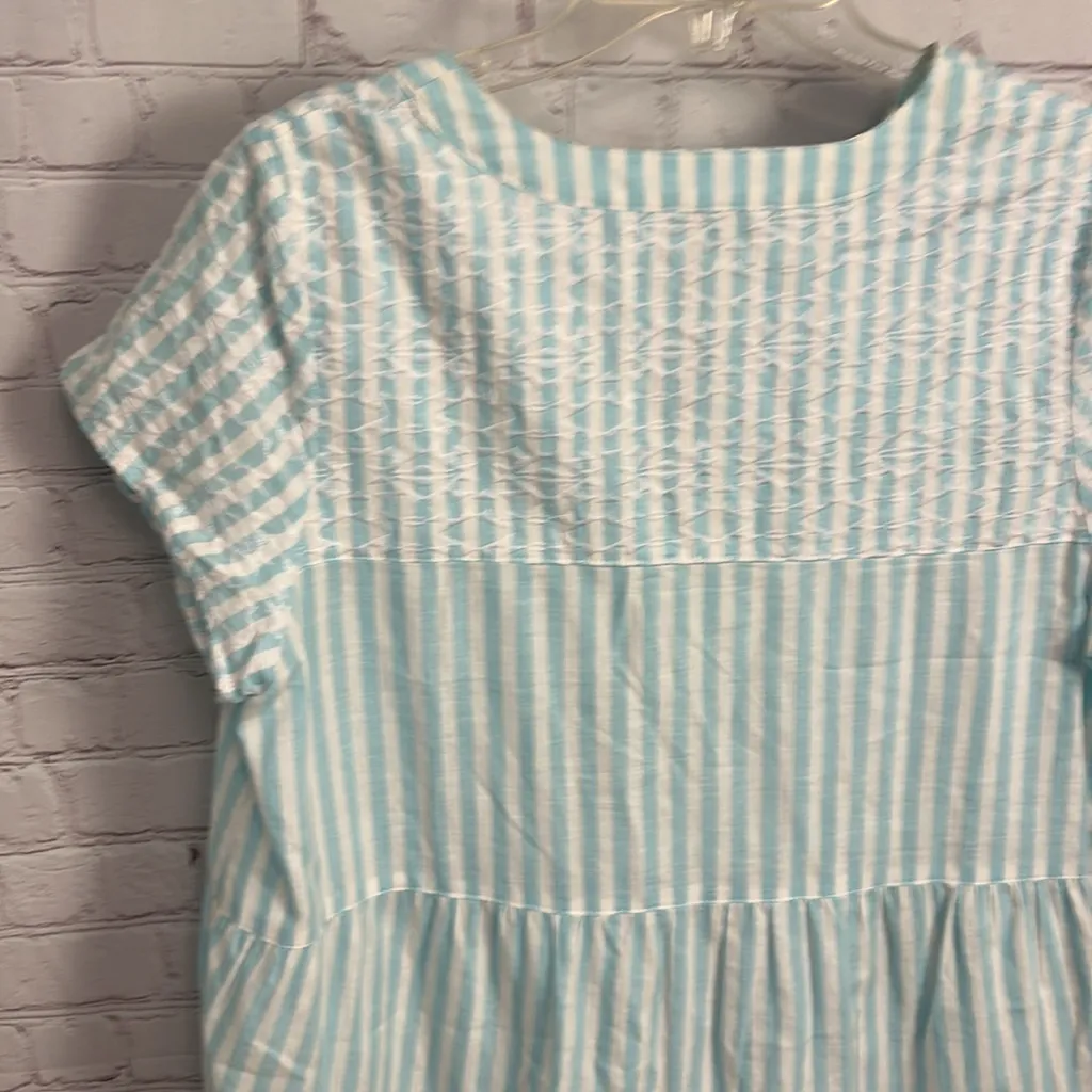 Tyler Boe Carter baby blue flared midi dress embroidery size medium linen cotton White - Image 7